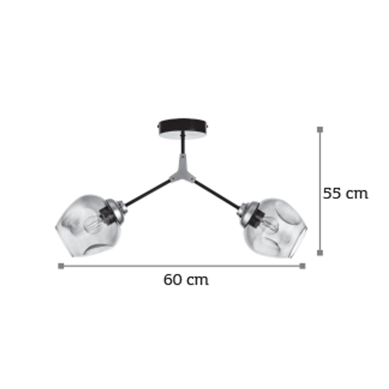 InLight Κρεμαστό φωτιστικό από μαύρο μέταλλο και διάφανο γυαλί 2XE27 D:60cm (6129-2-GL) InLight Κρεμαστό φωτιστικό από μαύρο μέταλλο και διάφανο γυαλί 2XE27 D:60cm (6129-2-GL)