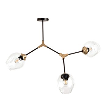 InLight Κρεμαστό φωτιστικό από μαύρο μέταλλο και διάφανο γυαλί 3XE27 D:70cm (6129-3-GL) InLight Κρεμαστό φωτιστικό από μαύρο μέταλλο και διάφανο γυαλί 3XE27 D:70cm (6129-3-GL)