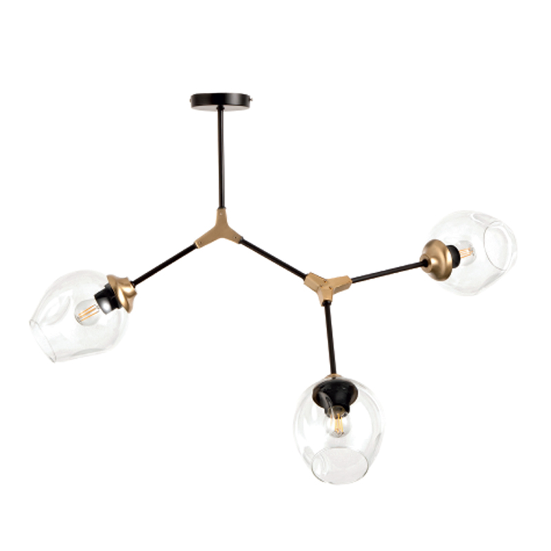 InLight Κρεμαστό φωτιστικό από μαύρο μέταλλο και διάφανο γυαλί 3XE27 D:70cm (6129-3-GL) InLight Κρεμαστό φωτιστικό από μαύρο μέταλλο και διάφανο γυαλί 3XE27 D:70cm (6129-3-GL)