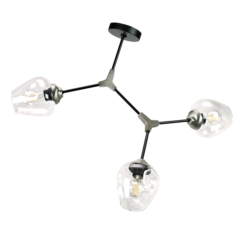 InLight Κρεμαστό φωτιστικό από μαύρο μέταλλο και διάφανο γυαλί 3XE27 D:70cm (6129-3-ΝΜ) InLight Κρεμαστό φωτιστικό από μαύρο μέταλλο και διάφανο γυαλί 3XE27 D:70cm (6129-3-ΝΜ)