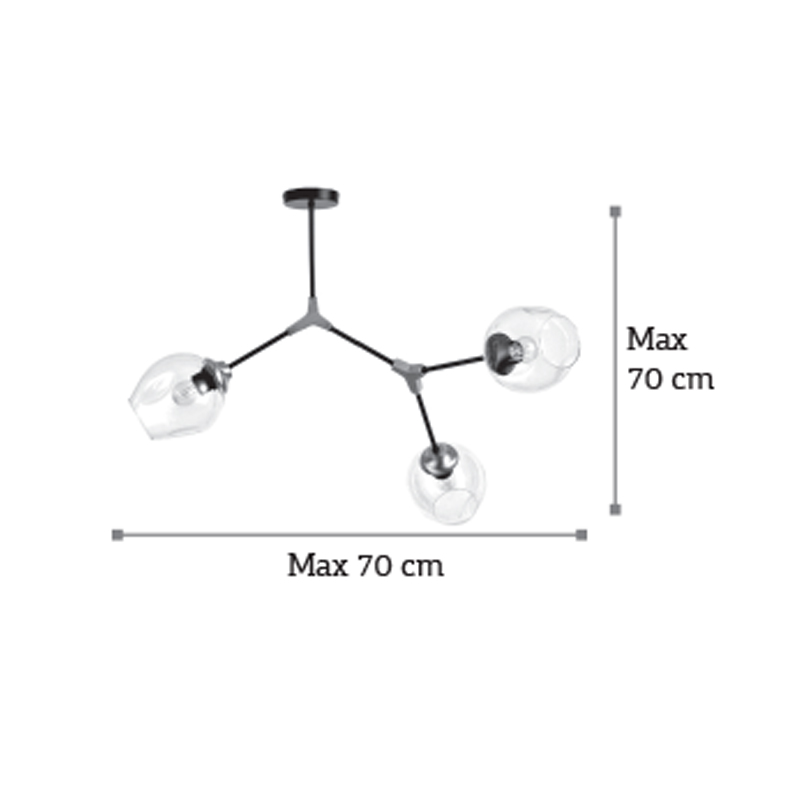 InLight Κρεμαστό φωτιστικό από μαύρο μέταλλο και διάφανο γυαλί 3XE27 D:70cm (6129-3-GL) InLight Κρεμαστό φωτιστικό από μαύρο μέταλλο και διάφανο γυαλί 3XE27 D:70cm (6129-3-GL)