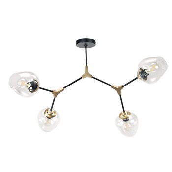 InLight Κρεμαστό φωτιστικό από μαύρο μέταλλο και διάφανο γυαλί 4XE27 D:120cm (6129-4-GL) InLight Κρεμαστό φωτιστικό από μαύρο μέταλλο και διάφανο γυαλί 4XE27 D:120cm (6129-4-GL)