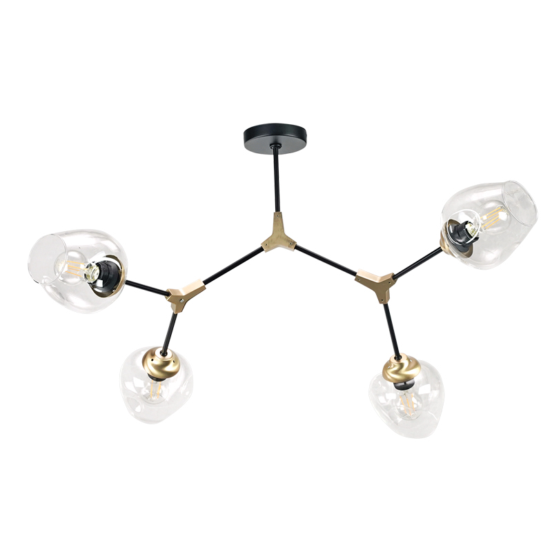 InLight Κρεμαστό φωτιστικό από μαύρο μέταλλο και διάφανο γυαλί 4XE27 D:120cm (6129-4-GL) InLight Κρεμαστό φωτιστικό από μαύρο μέταλλο και διάφανο γυαλί 4XE27 D:120cm (6129-4-GL)