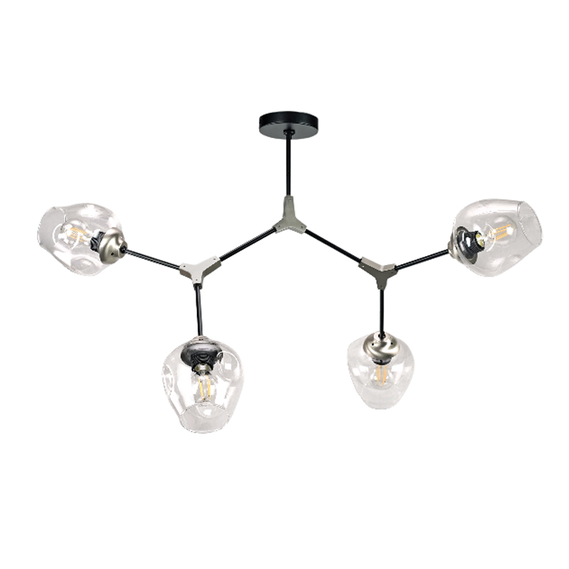 InLight Κρεμαστό φωτιστικό από μαύρο μέταλλο και διάφανο γυαλί 4XE27 D:120cm (6129-4-ΝΜ) InLight Κρεμαστό φωτιστικό από μαύρο μέταλλο και διάφανο γυαλί 4XE27 D:120cm (6129-4-ΝΜ)