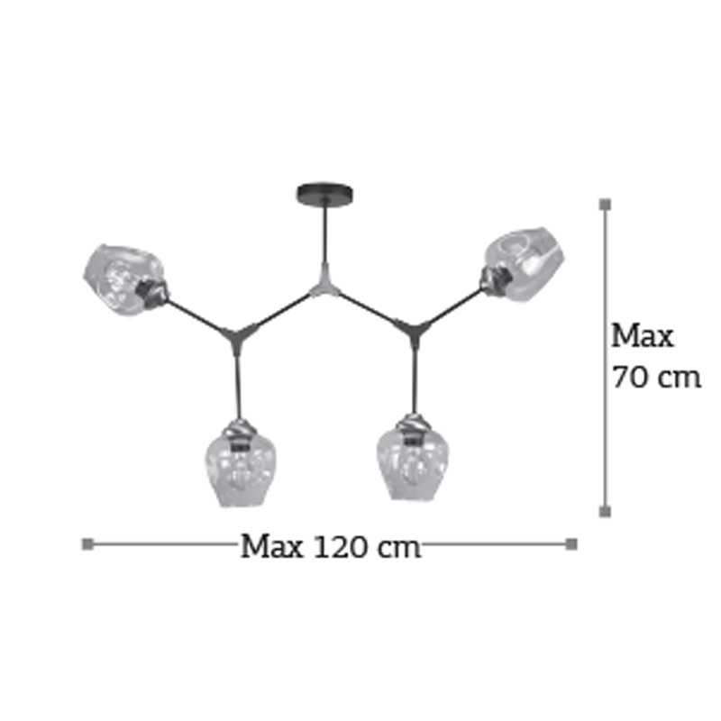 InLight Κρεμαστό φωτιστικό από μαύρο μέταλλο και διάφανο γυαλί 4XE27 D:120cm (6129-4-ΝΜ) InLight Κρεμαστό φωτιστικό από μαύρο μέταλλο και διάφανο γυαλί 4XE27 D:120cm (6129-4-ΝΜ)