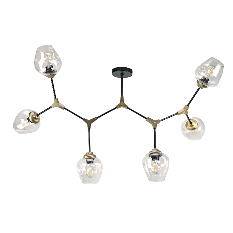 InLight Κρεμαστό φωτιστικό από μαύρο μέταλλο και διάφανο γυαλί 6XE27 D:140cm (6129-6-GL) InLight Κρεμαστό φωτιστικό από μαύρο μέταλλο και διάφανο γυαλί 6XE27 D:140cm (6129-6-GL)