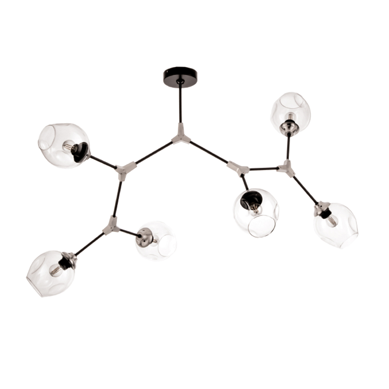 InLight Κρεμαστό φωτιστικό από μαύρο μέταλλο και διάφανο γυαλί 6XE27 D:140cm (6129-6-ΝΜ) InLight Κρεμαστό φωτιστικό από μαύρο μέταλλο και διάφανο γυαλί 6XE27 D:140cm (6129-6-ΝΜ)