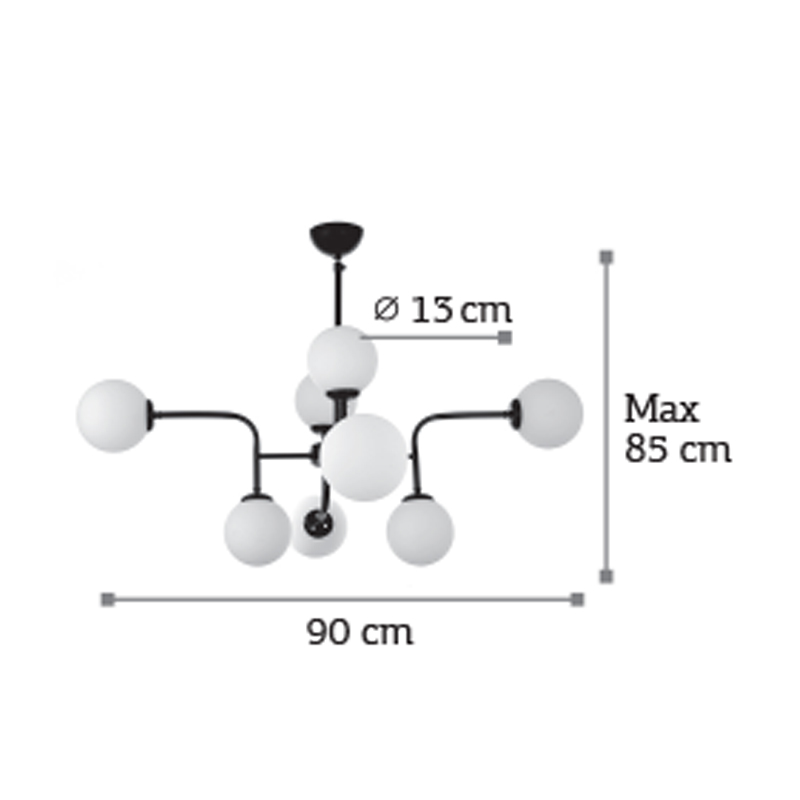 InLight Κρεμαστό φωτιστικό από μαύρο μέταλλο και λευκή οπαλίνα 8XG9 D:90cm (6166-8-BL) InLight Κρεμαστό φωτιστικό από μαύρο μέταλλο και λευκή οπαλίνα 8XG9 D:90cm (6166-8-BL)