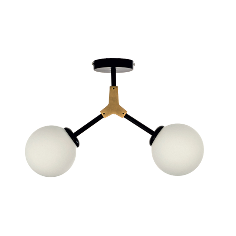 InLight Κρεμαστό φωτιστικό από μαύρο μέταλλο και λευκή οπαλίνα 2XE27 D:40cm (6167-2-GL) InLight Κρεμαστό φωτιστικό από μαύρο μέταλλο και λευκή οπαλίνα 2XE27 D:40cm (6167-2-GL)