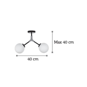 InLight Κρεμαστό φωτιστικό από μαύρο μέταλλο και λευκή οπαλίνα 2XE27 D:40cm (6167-2-GL)