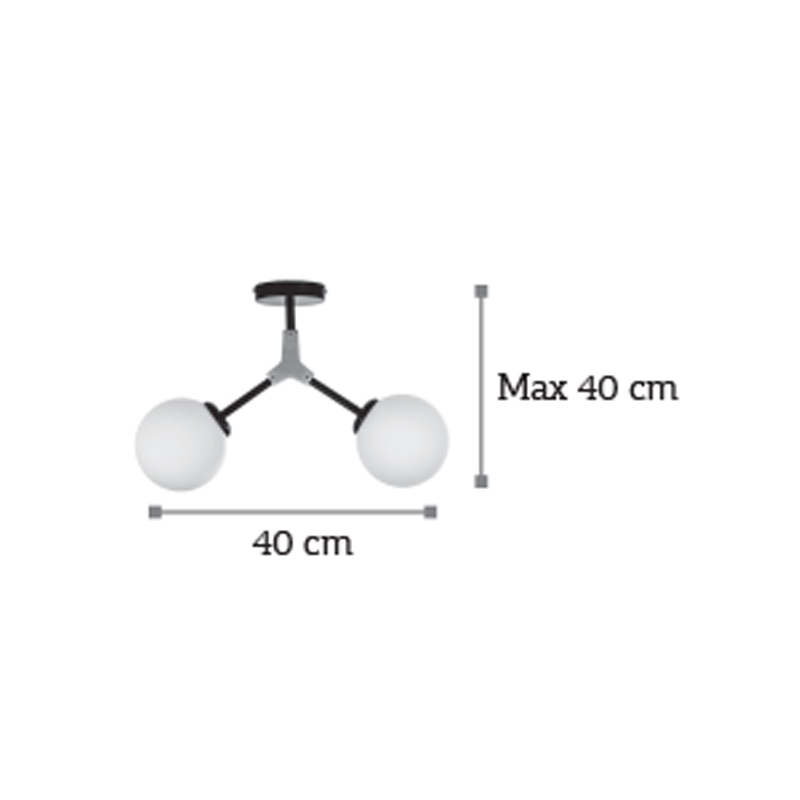 InLight Κρεμαστό φωτιστικό από μαύρο μέταλλο και λευκή οπαλίνα 2XE27 D:40cm (6167-2-GL) InLight Κρεμαστό φωτιστικό από μαύρο μέταλλο και λευκή οπαλίνα 2XE27 D:40cm (6167-2-GL)