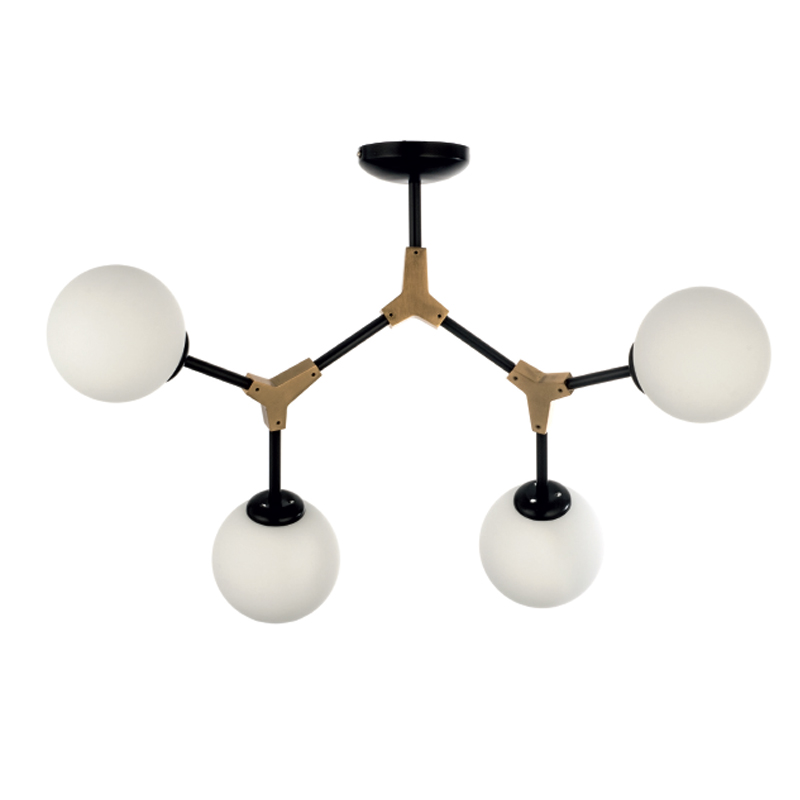 InLight Κρεμαστό φωτιστικό από μαύρο μέταλλο και λευκή οπαλίνα 4XE27 D:60cm (6167-4-GL) InLight Κρεμαστό φωτιστικό από μαύρο μέταλλο και λευκή οπαλίνα 4XE27 D:60cm (6167-4-GL)