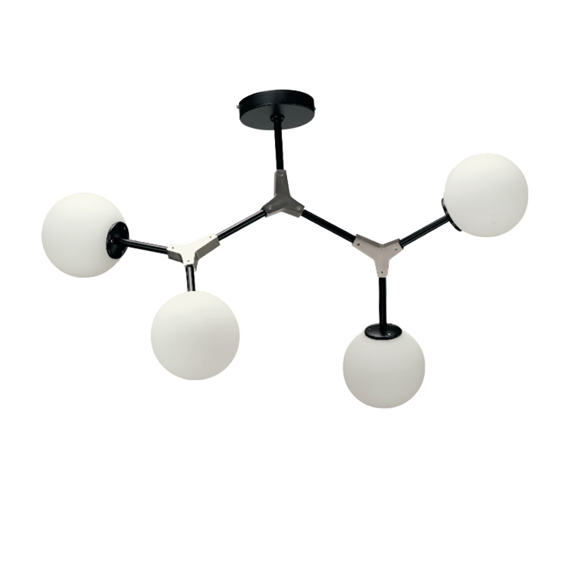 InLight Κρεμαστό φωτιστικό από μαύρο μέταλλο και λευκή οπαλίνα 4XE27 D:60cm (6167-4-NM) InLight Κρεμαστό φωτιστικό από μαύρο μέταλλο και λευκή οπαλίνα 4XE27 D:60cm (6167-4-NM)