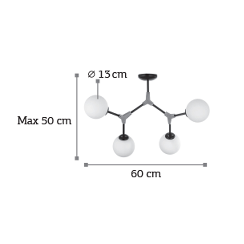 InLight Κρεμαστό φωτιστικό από μαύρο μέταλλο και λευκή οπαλίνα 4XE27 D:60cm (6167-4-GL) InLight Κρεμαστό φωτιστικό από μαύρο μέταλλο και λευκή οπαλίνα 4XE27 D:60cm (6167-4-GL)