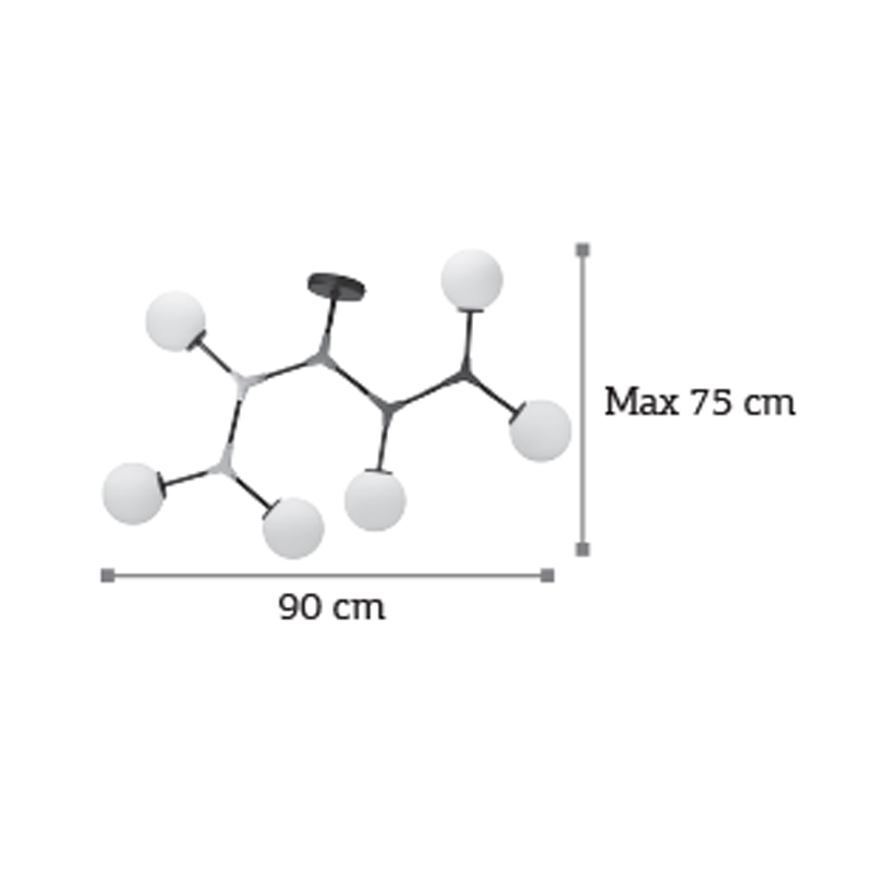 InLight Κρεμαστό φωτιστικό από μαύρο μέταλλο και λευκή οπαλίνα 6XE27 D:90cm (6167-6-GL) InLight Κρεμαστό φωτιστικό από μαύρο μέταλλο και λευκή οπαλίνα 6XE27 D:90cm (6167-6-GL)