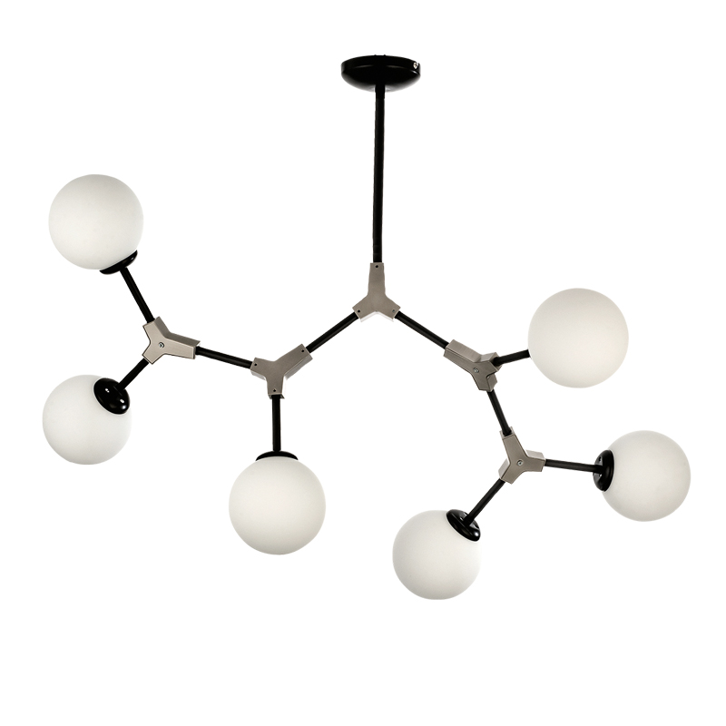 InLight Κρεμαστό φωτιστικό από μαύρο μέταλλο και λευκή οπαλίνα 6XE27 D:90cm (6167-6-NM) InLight Κρεμαστό φωτιστικό από μαύρο μέταλλο και λευκή οπαλίνα 6XE27 D:90cm (6167-6-NM)