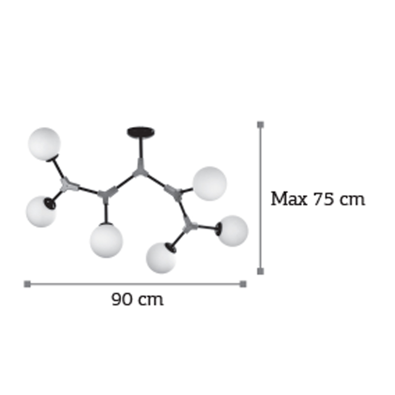 InLight Κρεμαστό φωτιστικό από μαύρο μέταλλο και λευκή οπαλίνα 6XE27 D:90cm (6167-6-NM) InLight Κρεμαστό φωτιστικό από μαύρο μέταλλο και λευκή οπαλίνα 6XE27 D:90cm (6167-6-NM)
