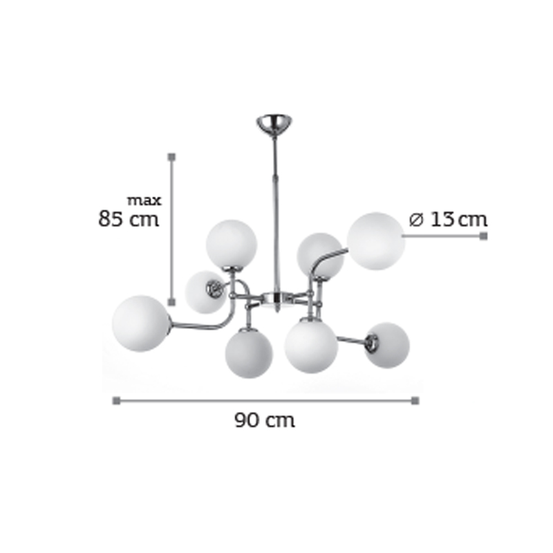 InLight Κρεμαστό φωτιστικό από χρυσαφί μέταλλο και λευκή οπαλίνα 8XG9 D:90cm (6169-8-GL)