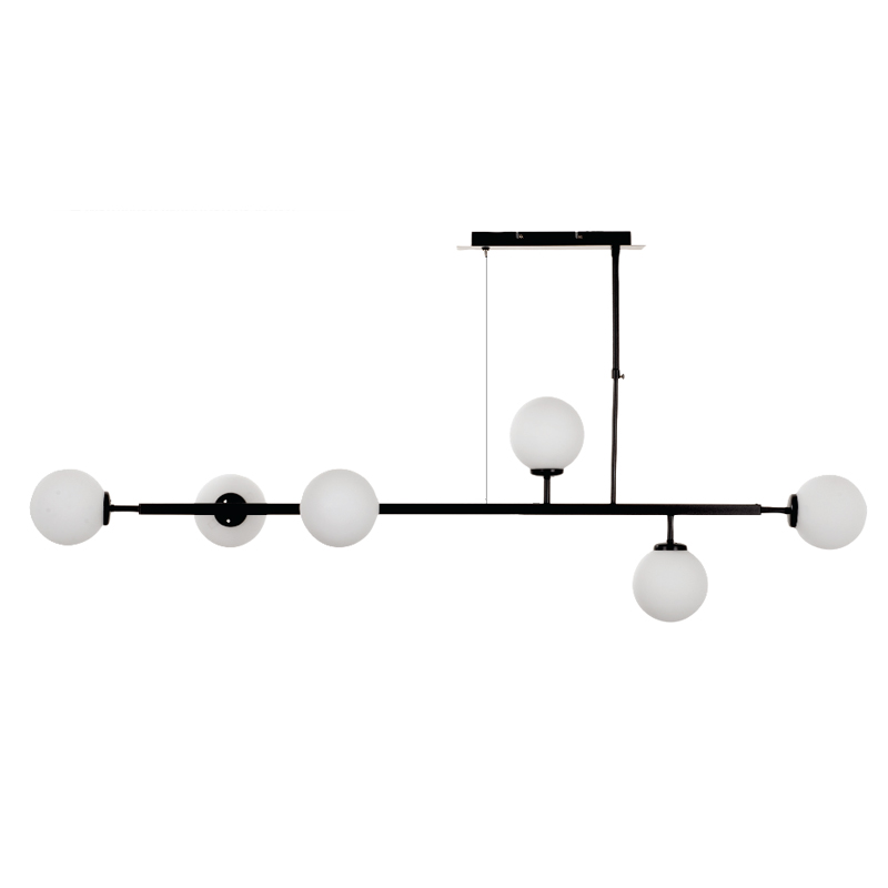 InLight Κρεμαστό φωτιστικό από μαύρο μέταλλο και λευκή οπαλίνα 6XG9 D:130cm (6170-6-BL) InLight Κρεμαστό φωτιστικό από μαύρο μέταλλο και λευκή οπαλίνα 6XG9 D:130cm (6170-6-BL)