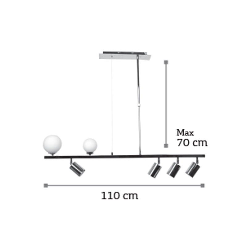 InLight Κρεμαστό φωτιστικό από χρώμιο μέταλλο και λευκή οπαλίνα 2XG9 και 4XGU10 D:110cm (6191-CH) InLight Κρεμαστό φωτιστικό από χρώμιο μέταλλο και λευκή οπαλίνα 2XG9 και 4XGU10 D:110cm (6191-CH)