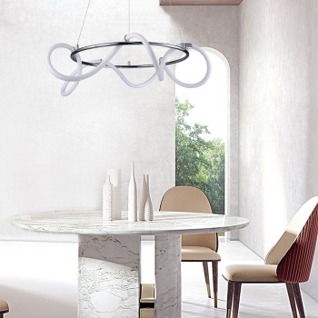 InLight Κρεμαστό φωτιστικό LED 80W 3000K από χρώμιο μέταλλο και σωλήνα σιλικόνης D:80cm (6017-A-CH) InLight Κρεμαστό φωτιστικό LED 80W 3000K από χρώμιο μέταλλο και σωλήνα σιλικόνης D:80cm (6017-A-CH)
