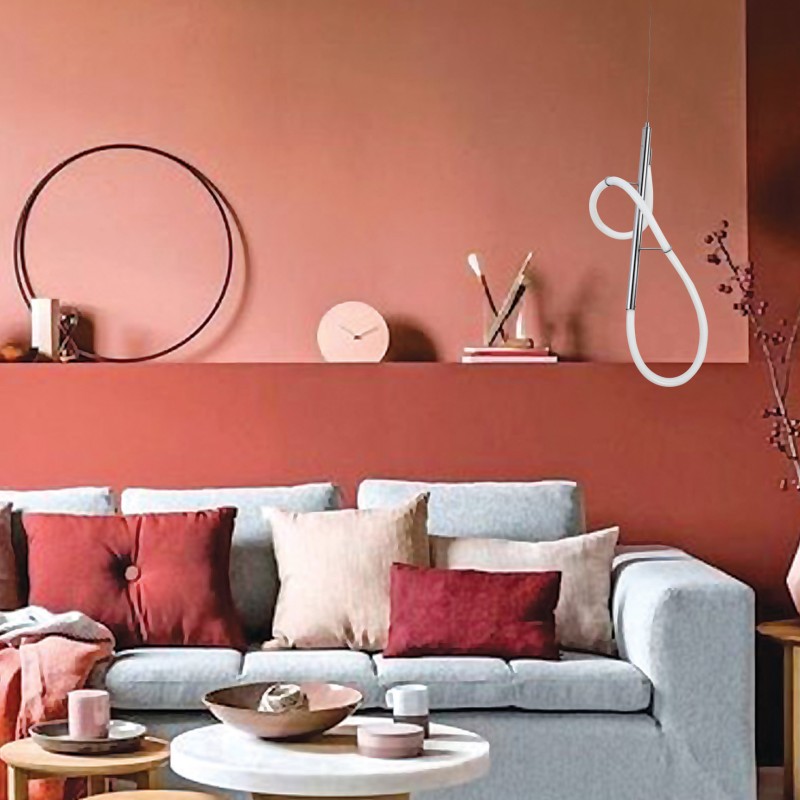 InLight Κρεμαστό φωτιστικό LED 25W 3000K από χρώμιο μέταλλο και σωλήνα σιλικόνης D:65cm (6015-CH) InLight Κρεμαστό φωτιστικό LED 25W 3000K από χρώμιο μέταλλο και σωλήνα σιλικόνης D:65cm (6015-CH)