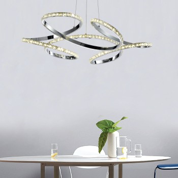 InLight Κρεμαστό φωτιστικό LED 85W 4000K από χρώμιο αλουμίνιο και κρύσταλλα D:60cm (6181-Χρώμιο) InLight Κρεμαστό φωτιστικό LED 85W 4000K από χρώμιο αλουμίνιο και κρύσταλλα D:60cm (6181-Χρώμιο)