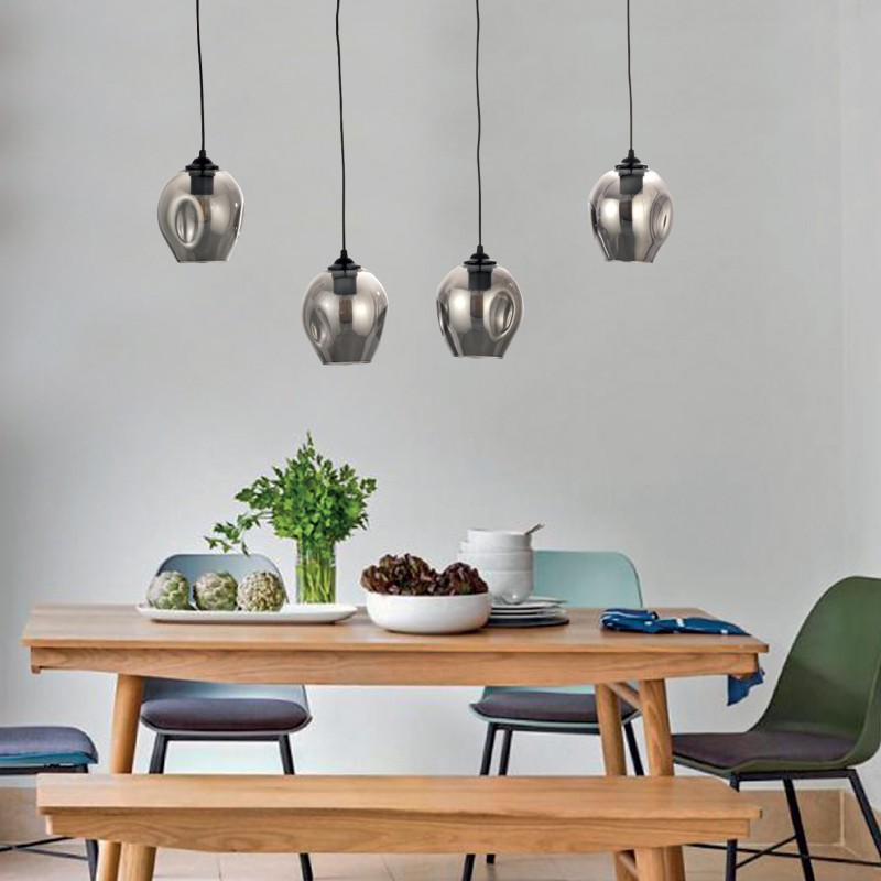 InLight Κρεμαστό φωτιστικό από μαύρο μέταλλο και φιμέ γυαλί 4XE27 D:80cm (4474-4-BL ΡΑΓΑ) InLight Κρεμαστό φωτιστικό από μαύρο μέταλλο και φιμέ γυαλί 4XE27 D:80cm (4474-4-BL ΡΑΓΑ)