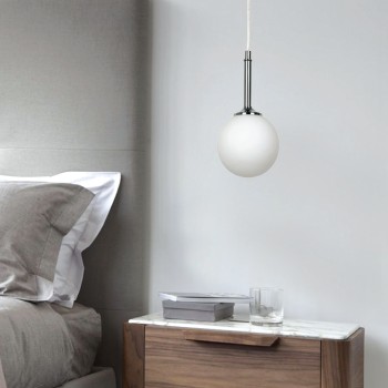 InLight Κρεμαστό φωτιστικό από χρώμιο μέταλλο και λευκή οπαλίνα 1XG9 D:13cm (4515-1) InLight Κρεμαστό φωτιστικό από χρώμιο μέταλλο και λευκή οπαλίνα 1XG9 D:13cm (4515-1)