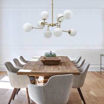 InLight Κρεμαστό φωτιστικό από χρυσαφί μέταλλο και λευκή οπαλίνα 8XG9 D:90cm (6169-8-GL) InLight Κρεμαστό φωτιστικό από χρυσαφί μέταλλο και λευκή οπαλίνα 8XG9 D:90cm (6169-8-GL)