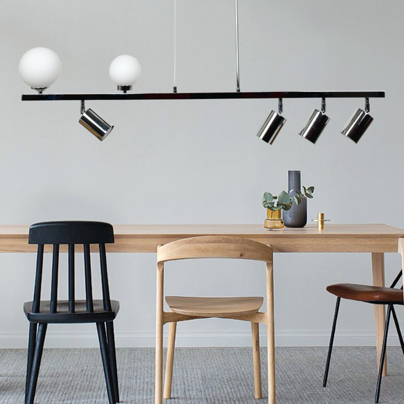 InLight Κρεμαστό φωτιστικό από χρώμιο μέταλλο και λευκή οπαλίνα 2XG9 και 4XGU10 D:110cm (6191-CH) InLight Κρεμαστό φωτιστικό από χρώμιο μέταλλο και λευκή οπαλίνα 2XG9 και 4XGU10 D:110cm (6191-CH)