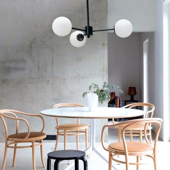 InLight Κρεμαστό φωτιστικό από χρώμιο μέταλλο και λευκή οπαλίνα 3XG9 D:45cm (5321-3) InLight Κρεμαστό φωτιστικό από χρώμιο μέταλλο και λευκή οπαλίνα 3XG9 D:45cm (5321-3)