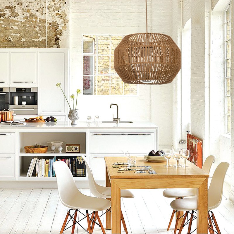 InLight Κρεμαστό φωτιστικό καφέ από σχοινί 1XE27 D:35cm (4503) InLight Κρεμαστό φωτιστικό καφέ από σχοινί 1XE27 D:35cm (4503)