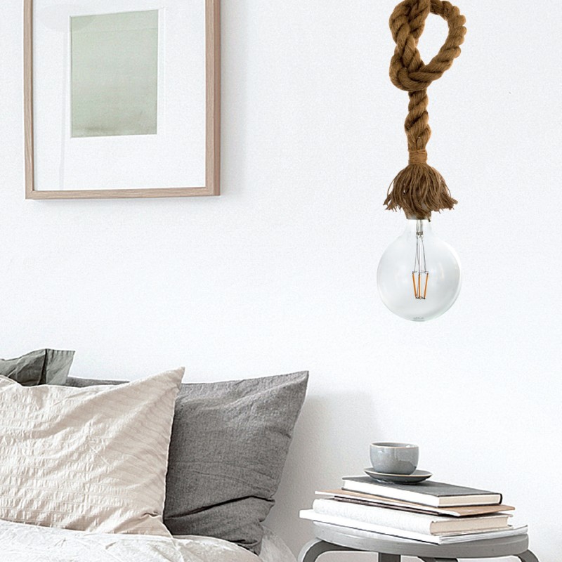 InLight Κρεμαστό φωτιστικό από καφέ σχοινί 1XE27 D:130cm (4381-1-BL) InLight Κρεμαστό φωτιστικό από καφέ σχοινί 1XE27 D:130cm (4381-1-BL)