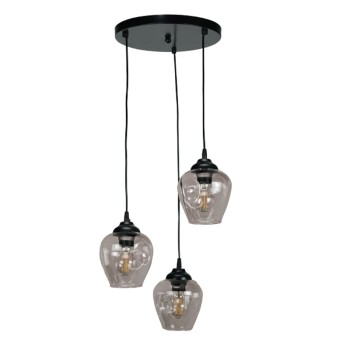 InLight Κρεμαστό φωτιστικό από μαύρο μέταλλο και φιμέ γυαλί 3XE27 D:30cm (4474-3-BL) InLight Κρεμαστό φωτιστικό από μαύρο μέταλλο και φιμέ γυαλί 3XE27 D:30cm (4474-3-BL)