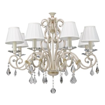 InLight Κρεμαστό φωτιστικό από μπεζ μέταλλο κρύσταλλα και υφασμάτινο καπέλο 8XE14 D:75cm (5276-8) InLight Κρεμαστό φωτιστικό από μπεζ μέταλλο κρύσταλλα και υφασμάτινο καπέλο 8XE14 D:75cm (5276-8)