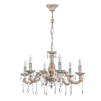 InLight Κρεμαστό φωτιστικό από μέταλλο σε μπεζ πατίνα και κρύσταλλα 6XE14 D:60cm (5304-6) InLight Κρεμαστό φωτιστικό από μέταλλο σε μπεζ πατίνα και κρύσταλλα 6XE14 D:60cm (5304-6)