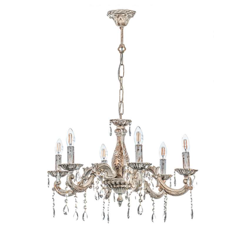 InLight Κρεμαστό φωτιστικό από μέταλλο σε μπεζ πατίνα και κρύσταλλα 6XE14 D:60cm (5304-6) InLight Κρεμαστό φωτιστικό από μέταλλο σε μπεζ πατίνα και κρύσταλλα 6XE14 D:60cm (5304-6)