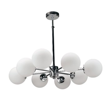 InLight Κρεμαστό φωτιστικό από χρώμιο μέταλλο και λευκή οπαλίνα 8XG9 D:75cm (5321-8) InLight Κρεμαστό φωτιστικό από χρώμιο μέταλλο και λευκή οπαλίνα 8XG9 D:75cm (5321-8)