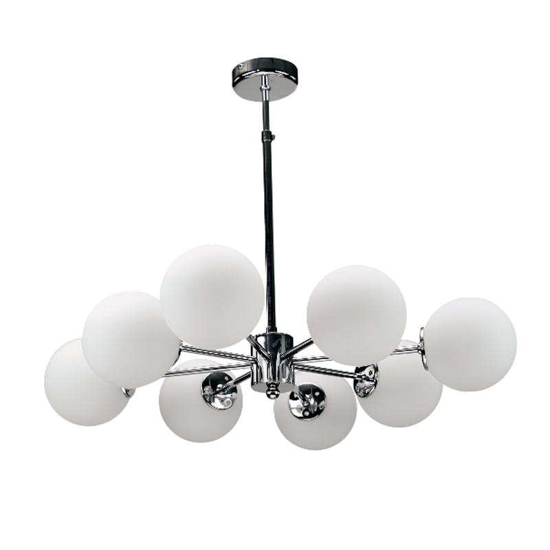 InLight Κρεμαστό φωτιστικό από χρώμιο μέταλλο και λευκή οπαλίνα 8XG9 D:75cm (5321-8) InLight Κρεμαστό φωτιστικό από χρώμιο μέταλλο και λευκή οπαλίνα 8XG9 D:75cm (5321-8)