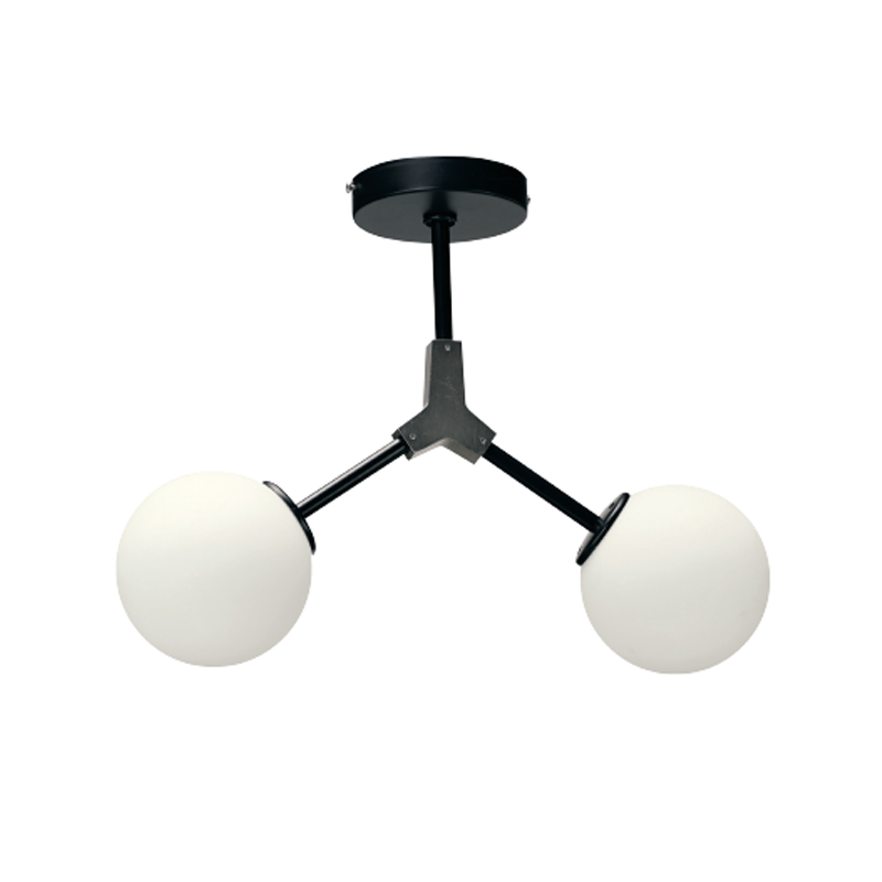 InLight Κρεμαστό φωτιστικό από μαύρο μέταλλο και λευκή οπαλίνα 2XE27 D:40cm (6167-2-NM) InLight Κρεμαστό φωτιστικό από μαύρο μέταλλο και λευκή οπαλίνα 2XE27 D:40cm (6167-2-NM)