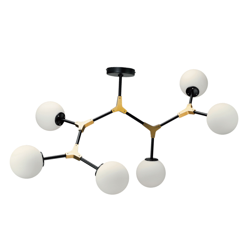 InLight Κρεμαστό φωτιστικό από μαύρο μέταλλο και λευκή οπαλίνα 6XE27 D:90cm (6167-6-GL) InLight Κρεμαστό φωτιστικό από μαύρο μέταλλο και λευκή οπαλίνα 6XE27 D:90cm (6167-6-GL)