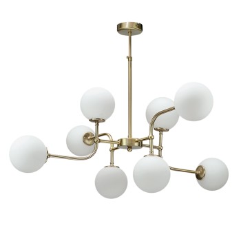 InLight Κρεμαστό φωτιστικό από χρυσαφί μέταλλο και λευκή οπαλίνα 8XG9 D:90cm (6169-8-GL) InLight Κρεμαστό φωτιστικό από χρυσαφί μέταλλο και λευκή οπαλίνα 8XG9 D:90cm (6169-8-GL)