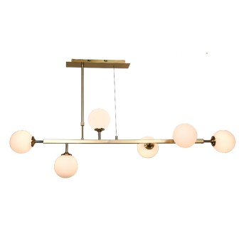 InLight Κρεμαστό φωτιστικό από χρυσαφί μέταλλο και λευκή οπαλίνα 6XG9 D:130cm (6192-GL) InLight Κρεμαστό φωτιστικό από χρυσαφί μέταλλο και λευκή οπαλίνα 6XG9 D:130cm (6192-GL)