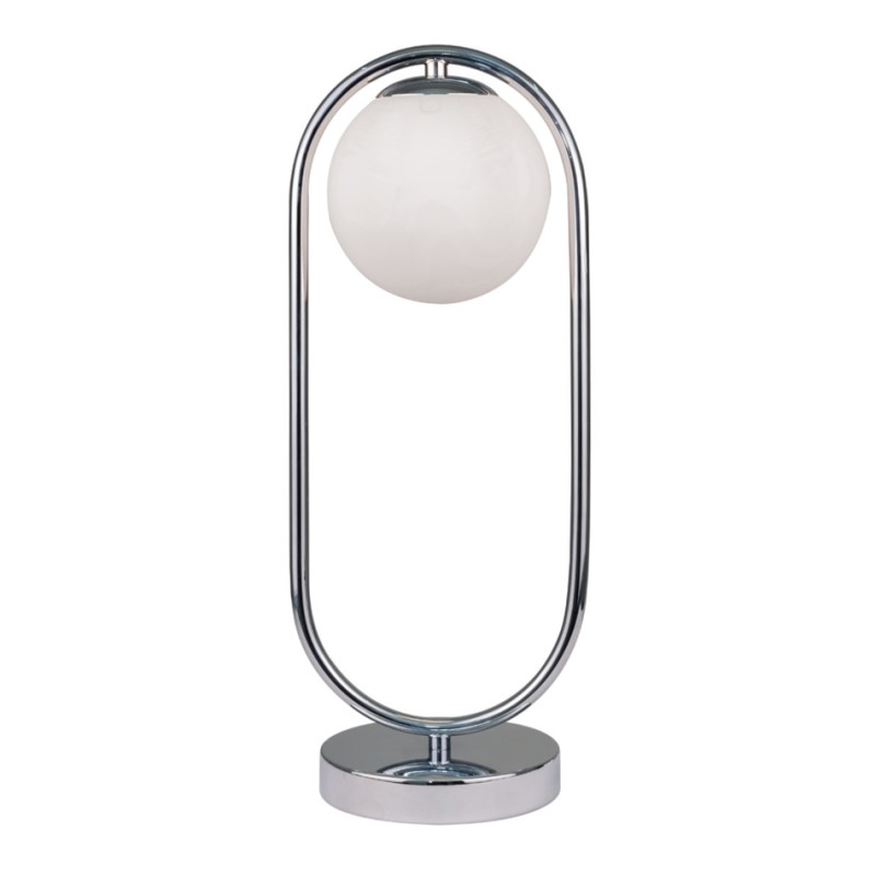 InLight Επιτραπέζιο φωτιστικό σε χρώμιο απόχρωση και λευκή οπαλίνα 1XG9 D:40cm (3017-CH) InLight Επιτραπέζιο φωτιστικό σε χρώμιο απόχρωση και λευκή οπαλίνα 1XG9 D:40cm (3017-CH)