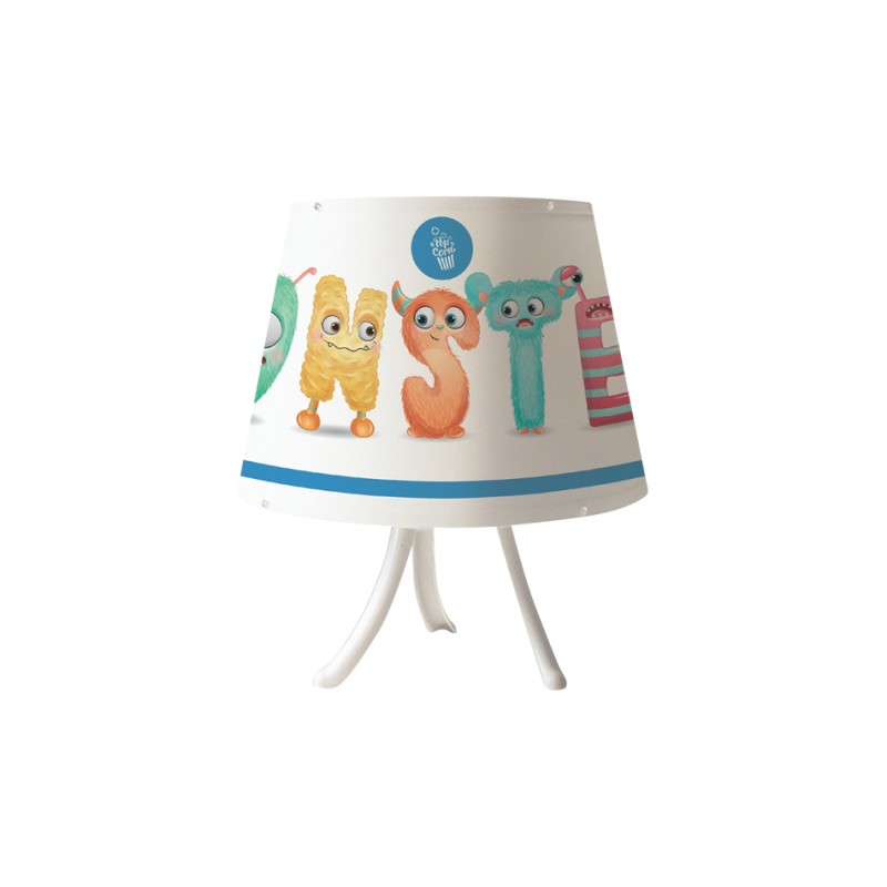 InLight Επιτραπέζιο φωτιστικό από λευκό μέταλλο και καπέλο D:30cm (3025) InLight Επιτραπέζιο φωτιστικό από λευκό μέταλλο και καπέλο D:30cm (3025)