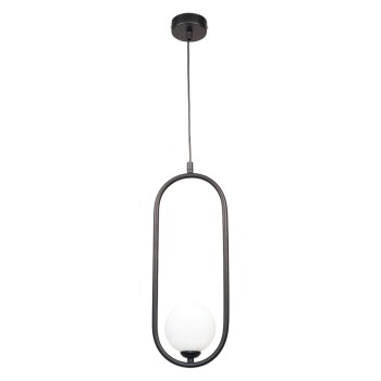 InLight Κρεμαστό φωτιστικό σε μαύρη απόχρωση και λευκή οπαλίνα 1XG9 D:40cm (4021-BL) InLight Κρεμαστό φωτιστικό σε μαύρη απόχρωση και λευκή οπαλίνα 1XG9 D:40cm (4021-BL)