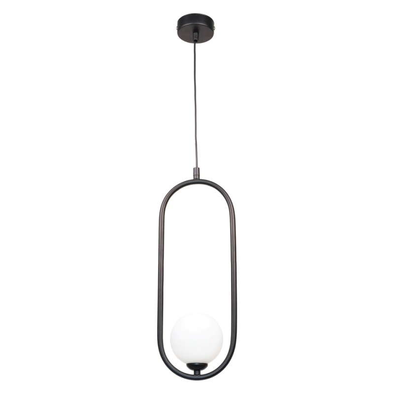 InLight Κρεμαστό φωτιστικό σε μαύρη απόχρωση και λευκή οπαλίνα 1XG9 D:40cm (4021-BL) InLight Κρεμαστό φωτιστικό σε μαύρη απόχρωση και λευκή οπαλίνα 1XG9 D:40cm (4021-BL)