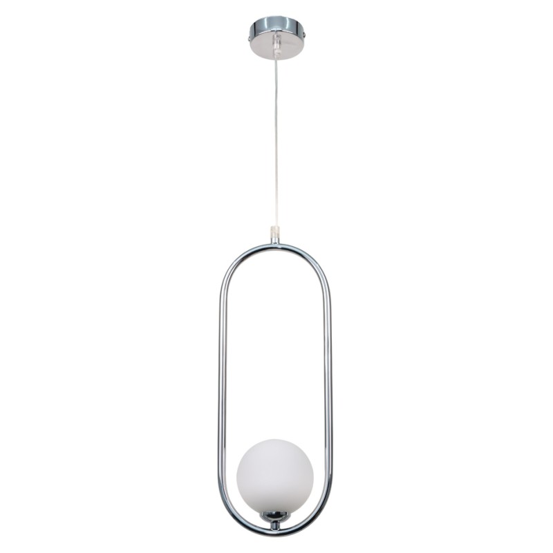 InLight Κρεμαστό φωτιστικό σε χρώμιο απόχρωση και λευκή οπαλίνα 1XG9 D:40cm (4022-CH) InLight Κρεμαστό φωτιστικό σε χρώμιο απόχρωση και λευκή οπαλίνα 1XG9 D:40cm (4022-CH)