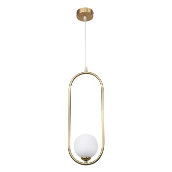 InLight Κρεμαστό φωτιστικό σε χρυσαφί χρώμα και λευκή οπαλίνα 1XG9 D:40cm (4022-GL) InLight Κρεμαστό φωτιστικό σε χρυσαφί χρώμα και λευκή οπαλίνα 1XG9 D:40cm (4022-GL)